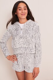 Lipsy Grey Animal Fleece Short Twosie Pyjamas - Image 1 of 4