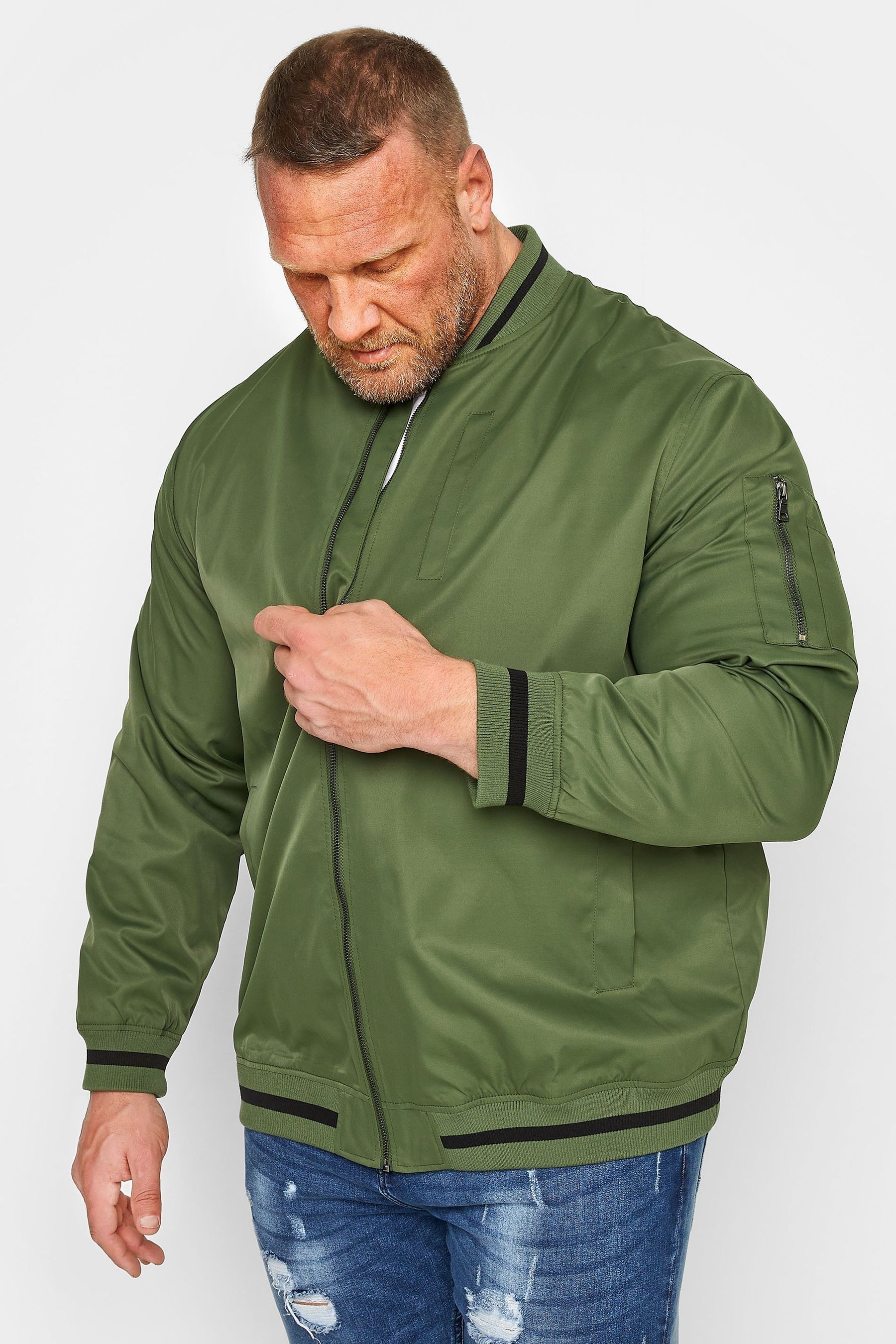 Khaki green bomber jacket shop
