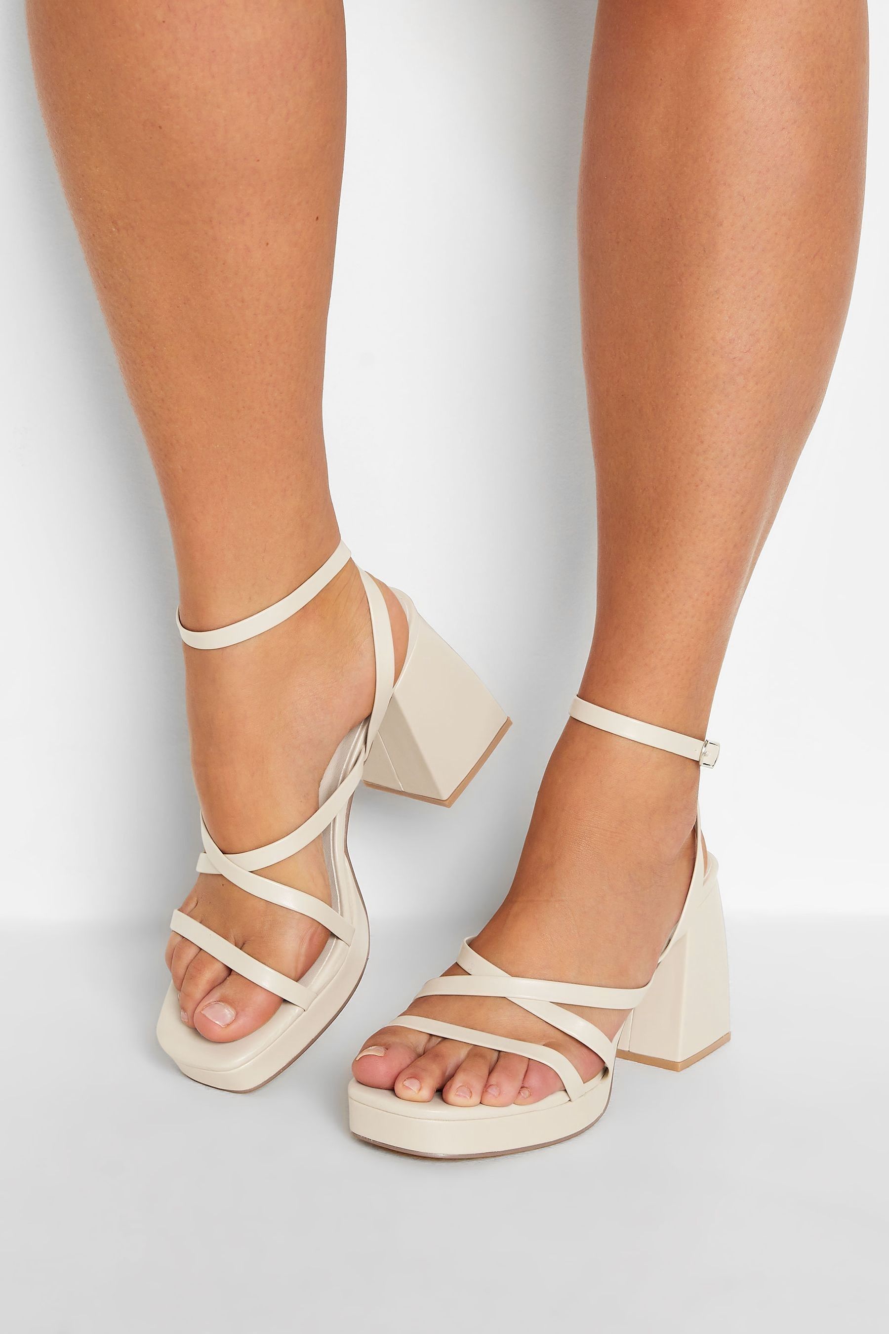 Buy Yours Curve White Extra Wide Fit Wide Fit Chunky Platform Strappy Sandal from Next Luxembourg