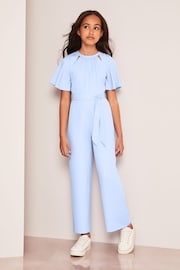 Lipsy Blue Cut Out Flutter Sleeve Jumpsuit - Image 1 of 4