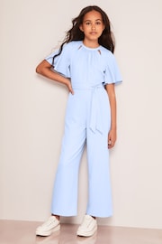Lipsy Blue Cut Out Flutter Sleeve Jumpsuit - Image 2 of 4
