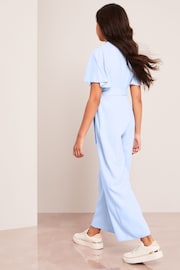 Lipsy Blue Cut Out Flutter Sleeve Jumpsuit - Image 3 of 4