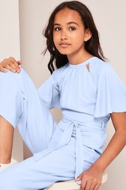 Lipsy Blue Cut Out Flutter Sleeve Jumpsuit - Image 4 of 4