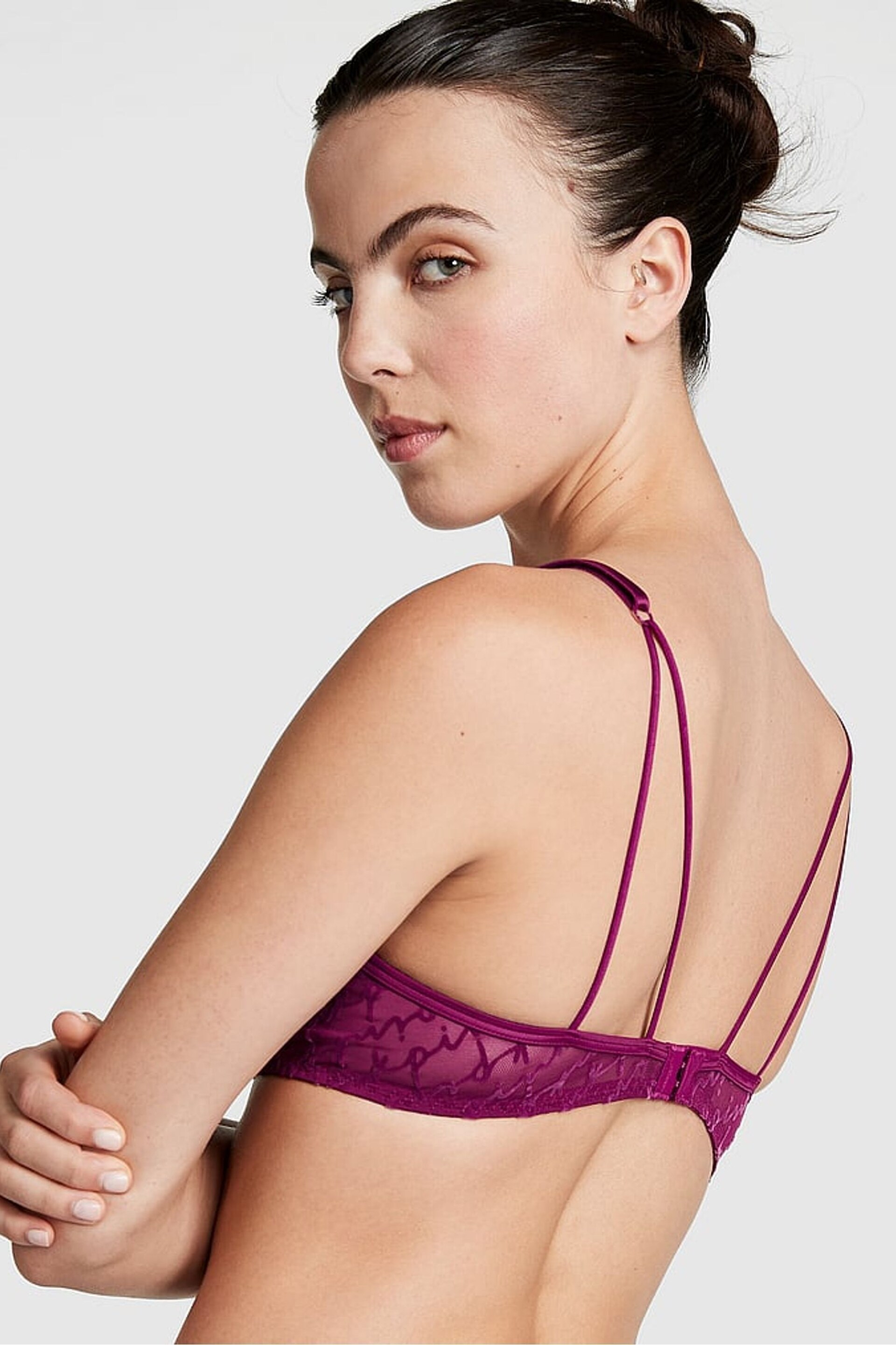 Victoria's Secret PINK Vivid Magenta Pink Push Up Flocked Mesh Push Up Bralette - Image 2 of 3