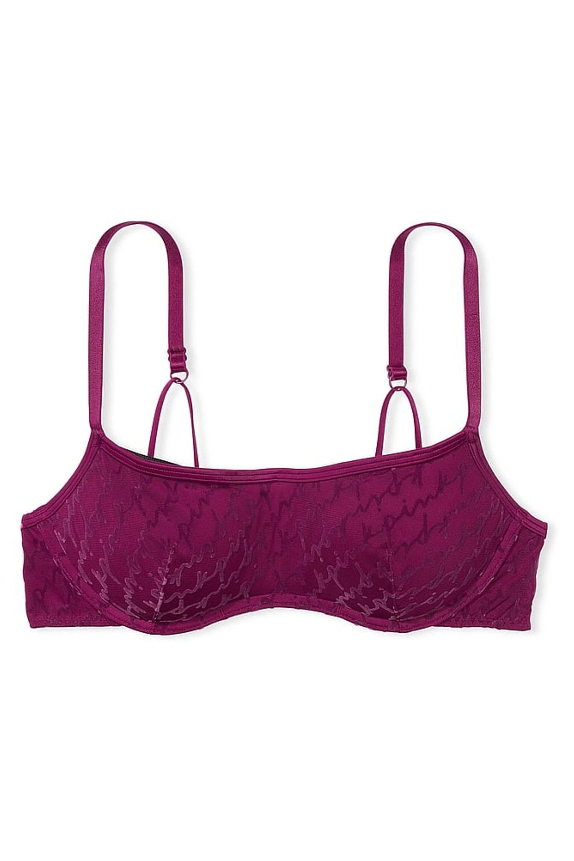 Victoria's Secret PINK Vivid Magenta Pink Push Up Flocked Mesh Push Up Bralette - Image 3 of 3