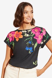 Love & Roses Black Floral Print Petite Crew Neck Jersey T-Shirt - Image 5 of 5