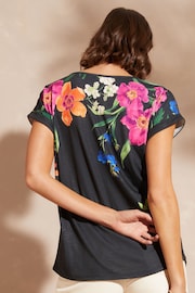 Love & Roses Black Floral Print Crew Neck Jersey T-Shirt - Image 3 of 4