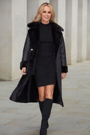 Lipsy Black Bonded Faux fur Longline Coat - Image 4 of 4