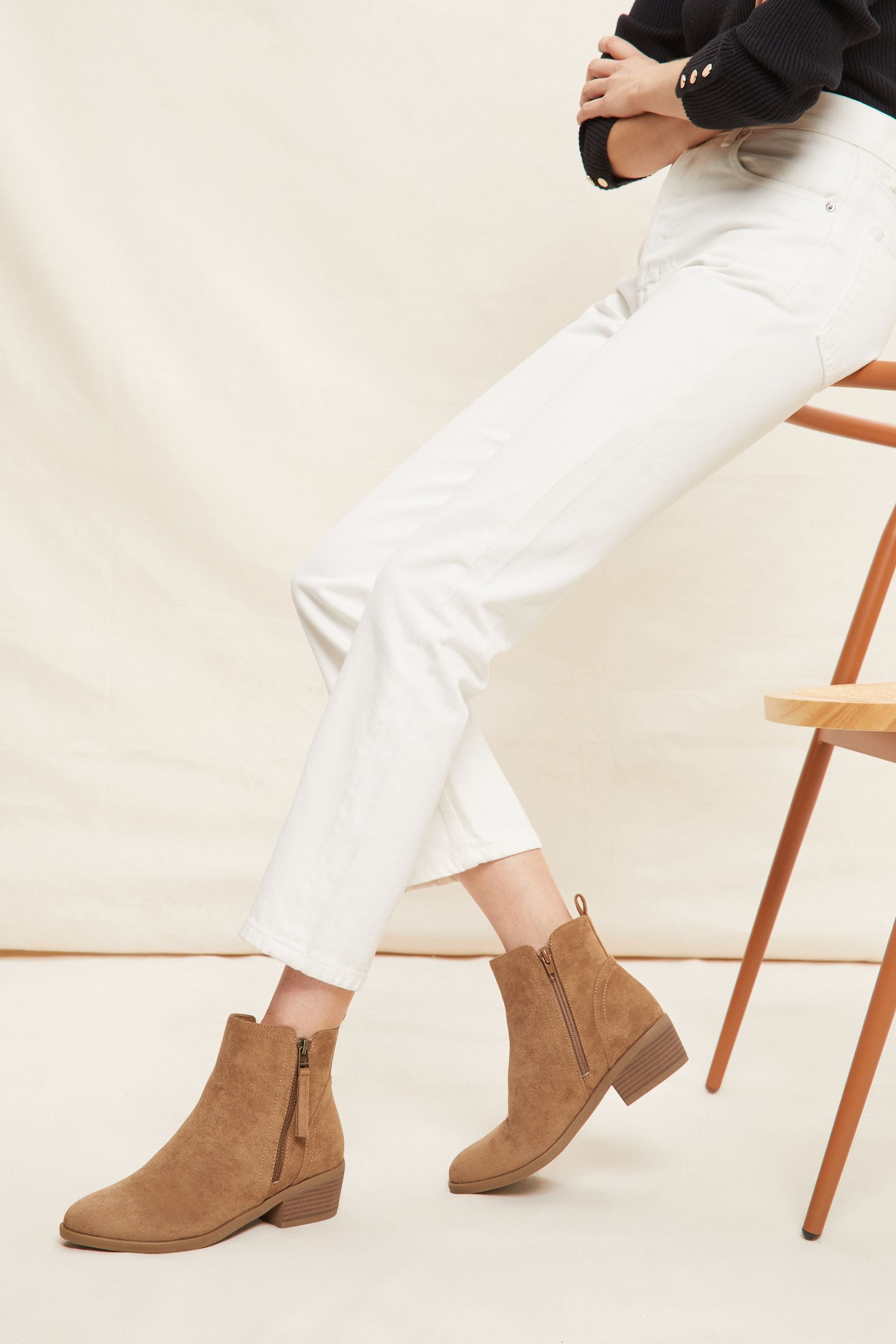 Buy Friends Like These Brown Regular Fit Side Zip Low Heel Ankle Boot from the Next UK online shop