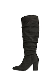 Friends Like These Black Regular Fit Block Mid Heeled Ruched Long Boots - Image 5 of 5