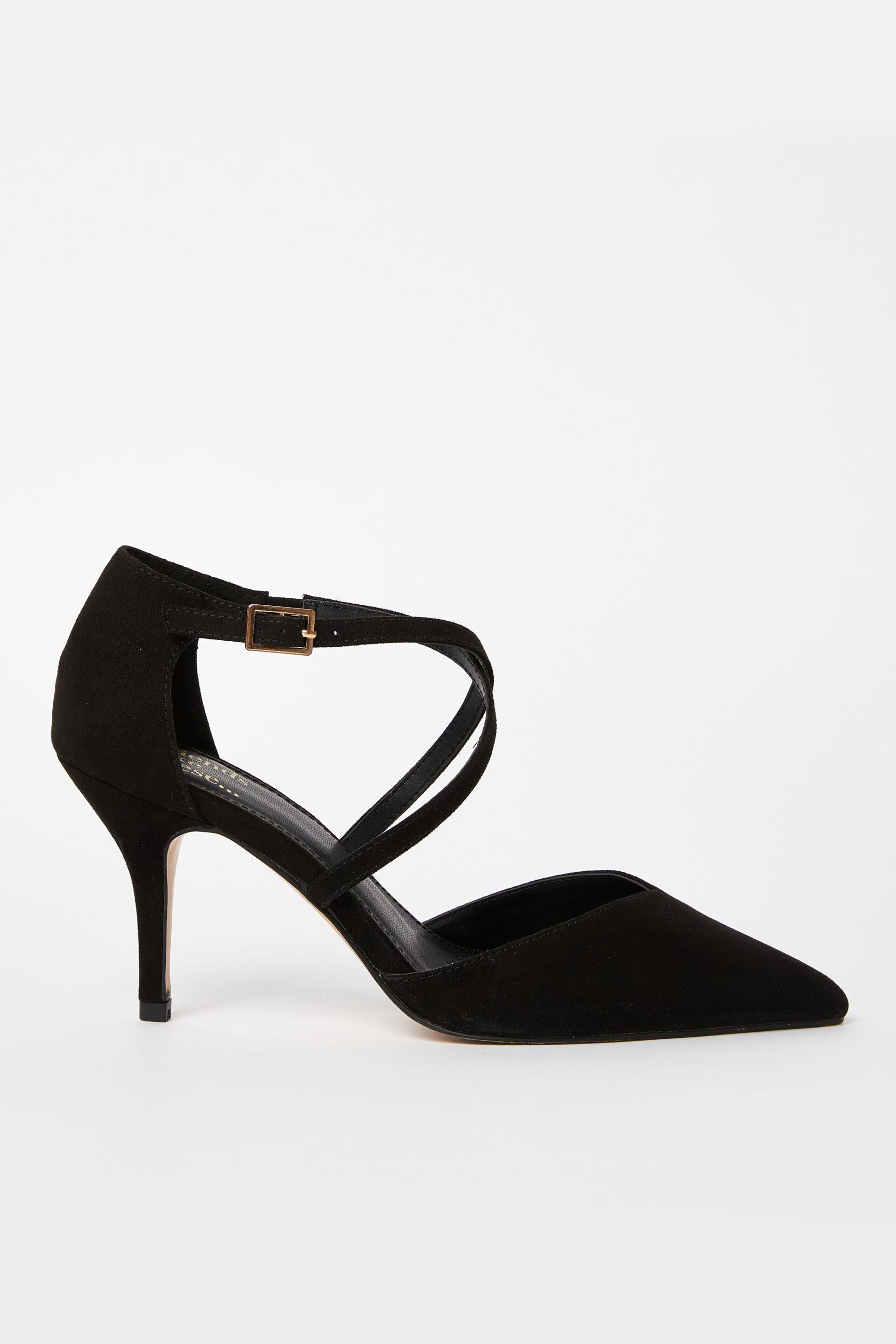 Friends Like These Black Regular Fit Cross Over Pointed Mid Court Heel - Image 2 of 4