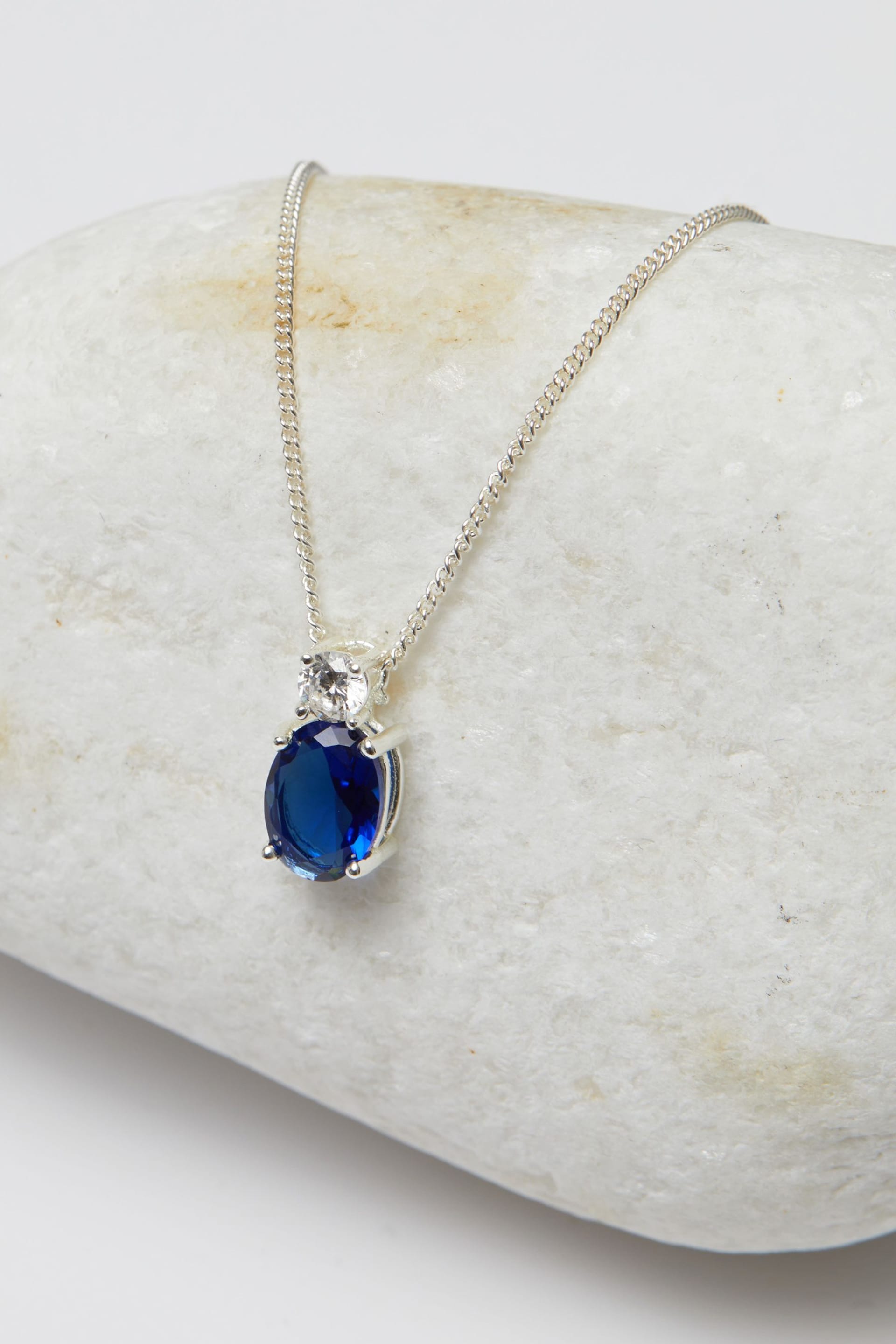 Simply Silver Silver Mini Sapphire Cubic Zirconia Pendant Necklace - Image 3 of 3
