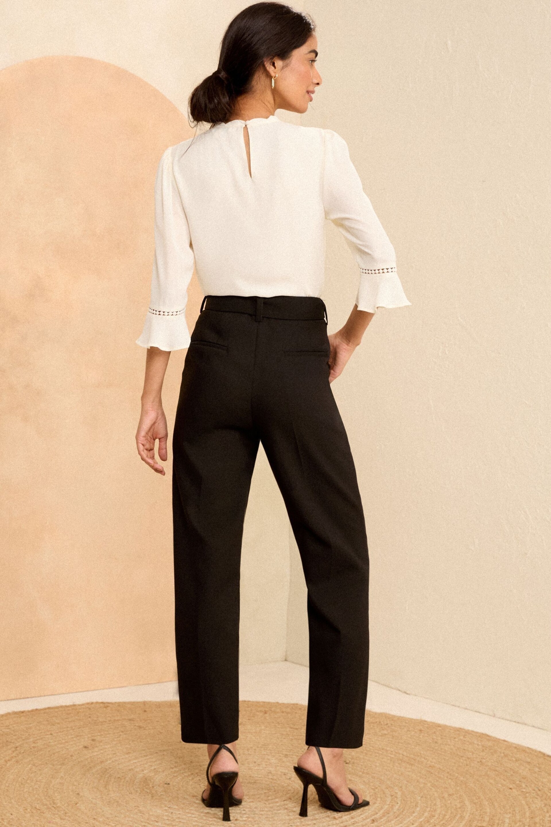 Love & Roses Black Belted Slim Leg Smart Trousers - Image 3 of 4