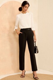 Love & Roses Black Belted Slim Leg Smart Trousers - Image 4 of 4