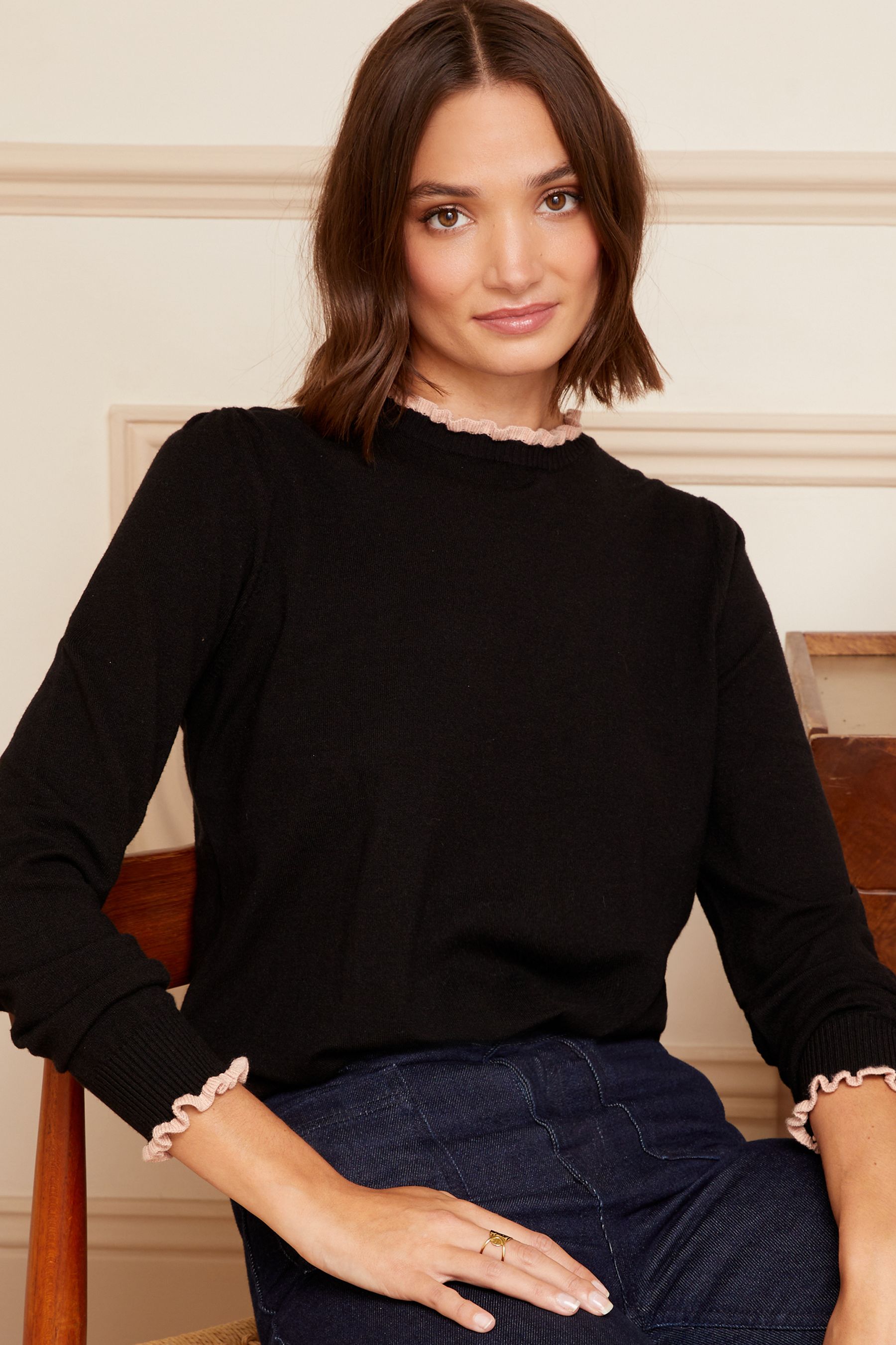 Black ruffle jumper best sale