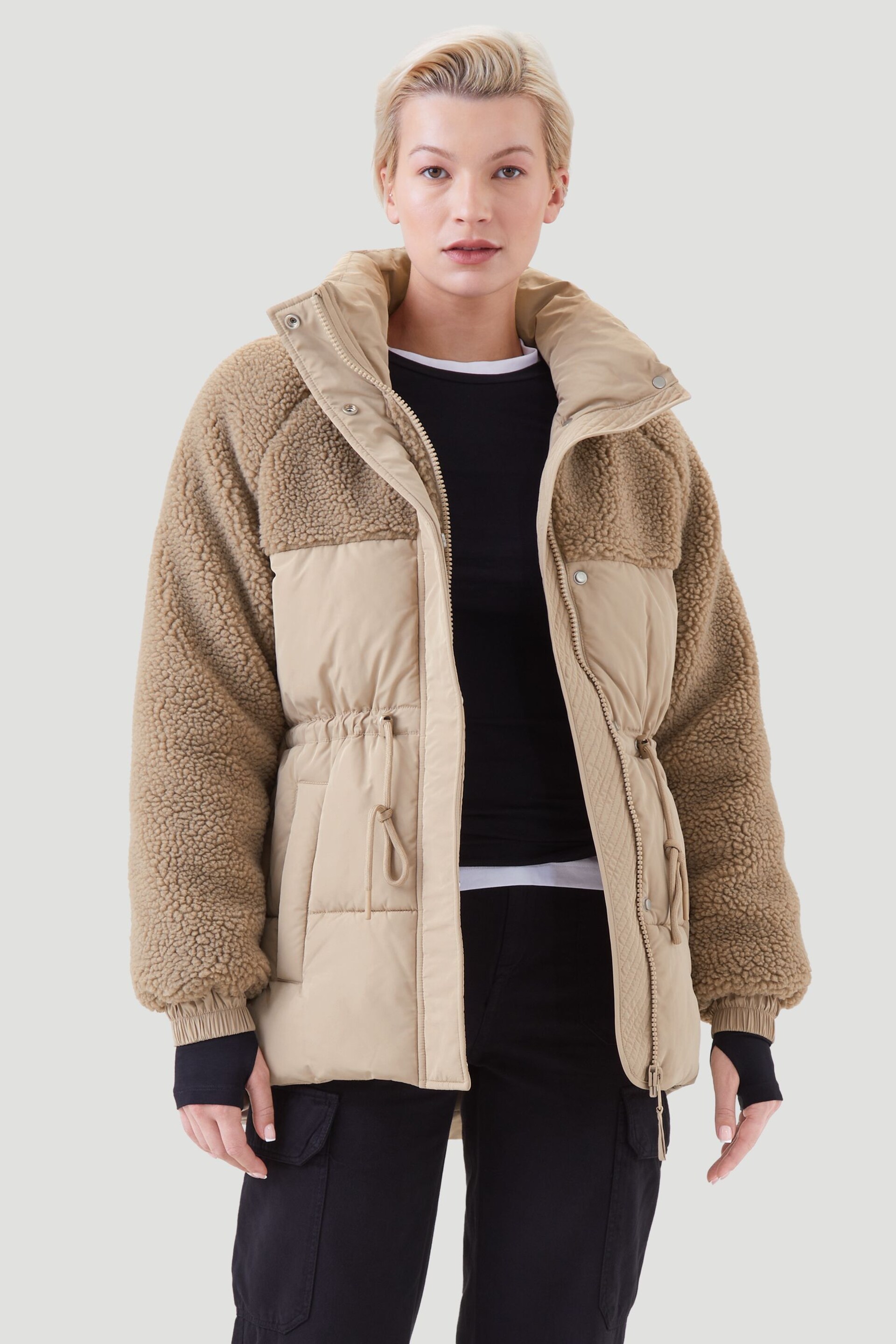 Kaldtvaer Cream Bryne Teddy Borg Poly Short Puffer Jacket - Image 1 of 5