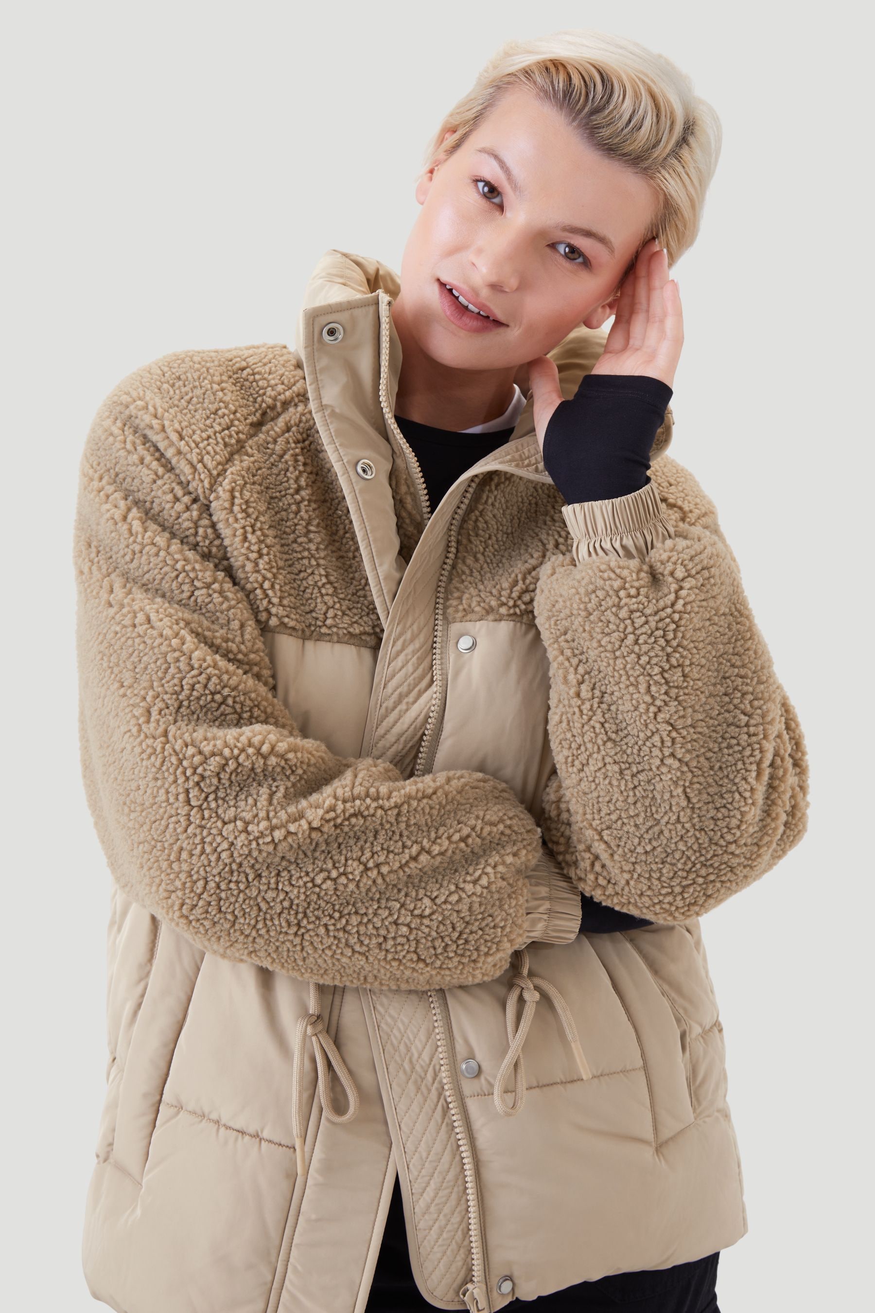Borg cropped puffer jacket store