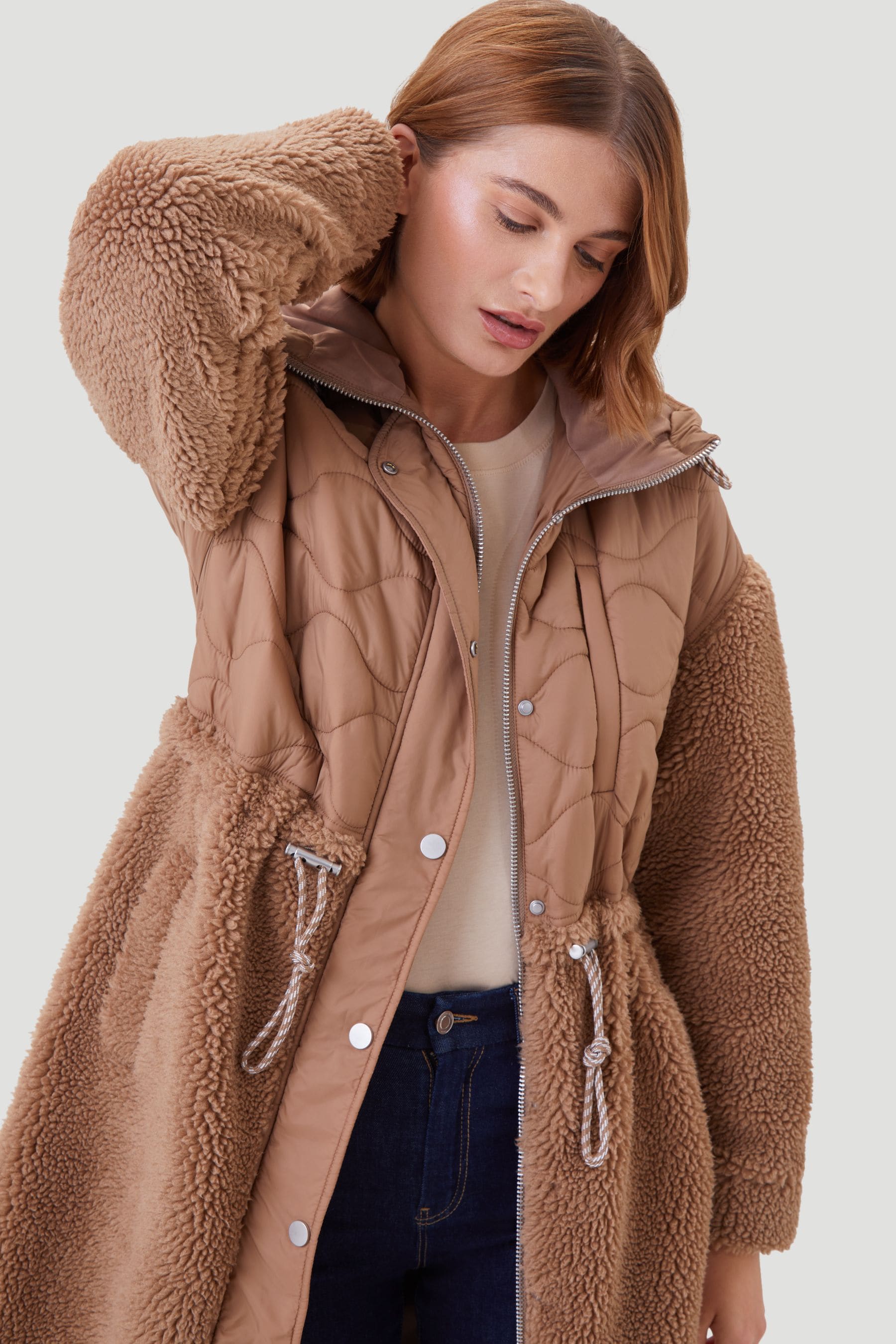 Buy Kaldtvaer Brown Floro Long Teddy Borg Coat from Next Luxembourg