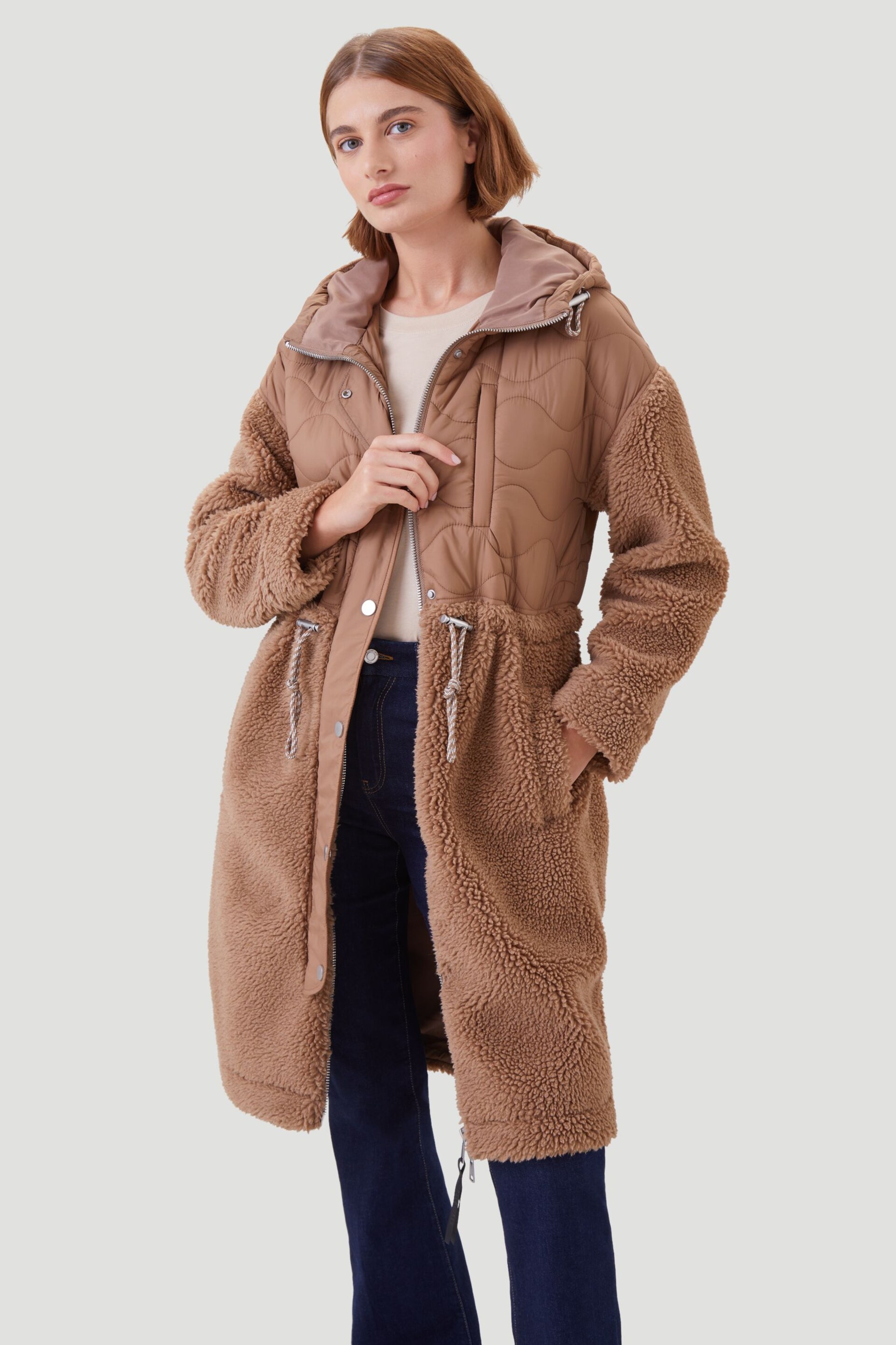 Kaldtvaer Brown Petite Floro Long Teddy Borg Coat - Image 2 of 5