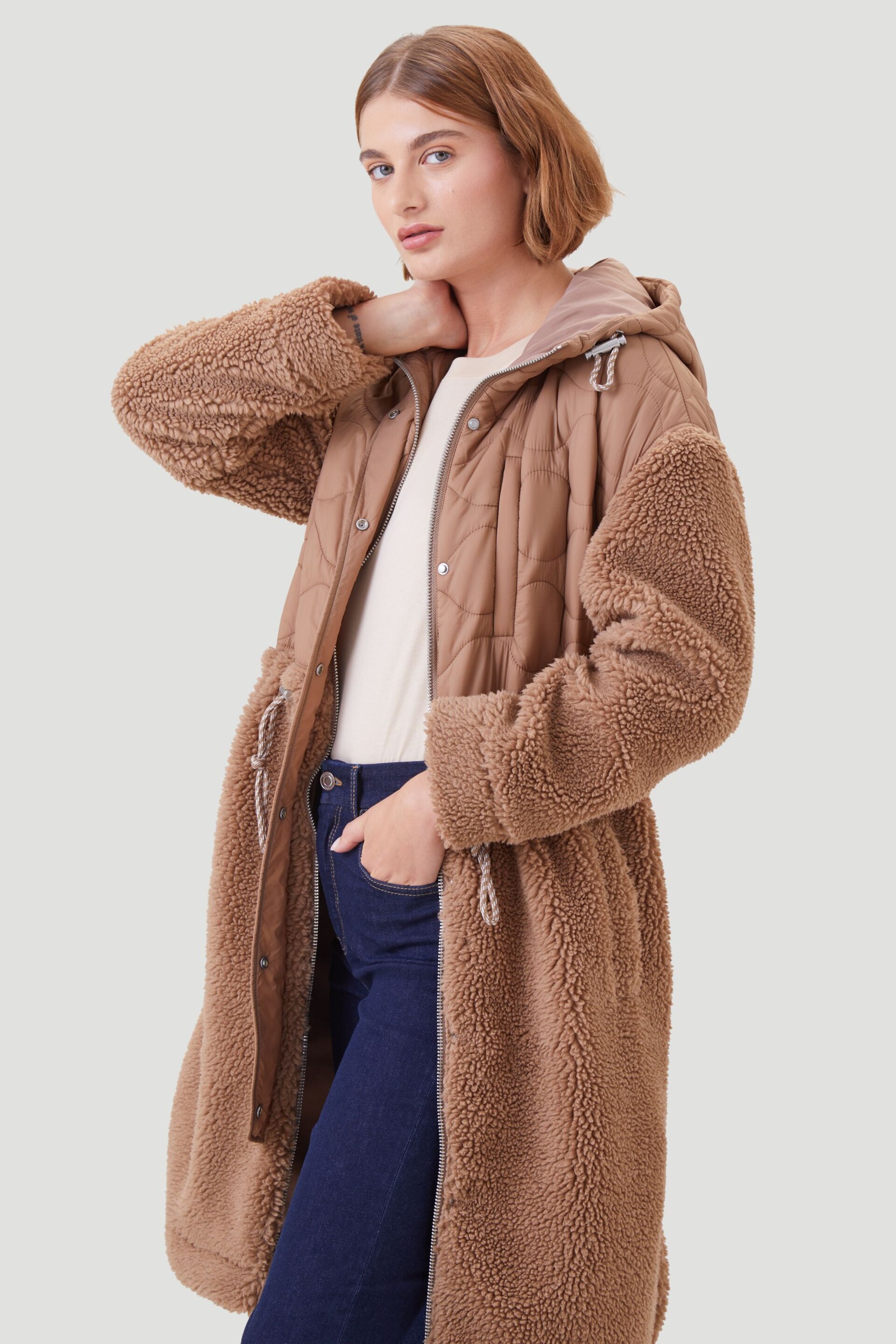 Kaldtvaer Brown Petite Floro Long Teddy Borg Coat - Image 5 of 5