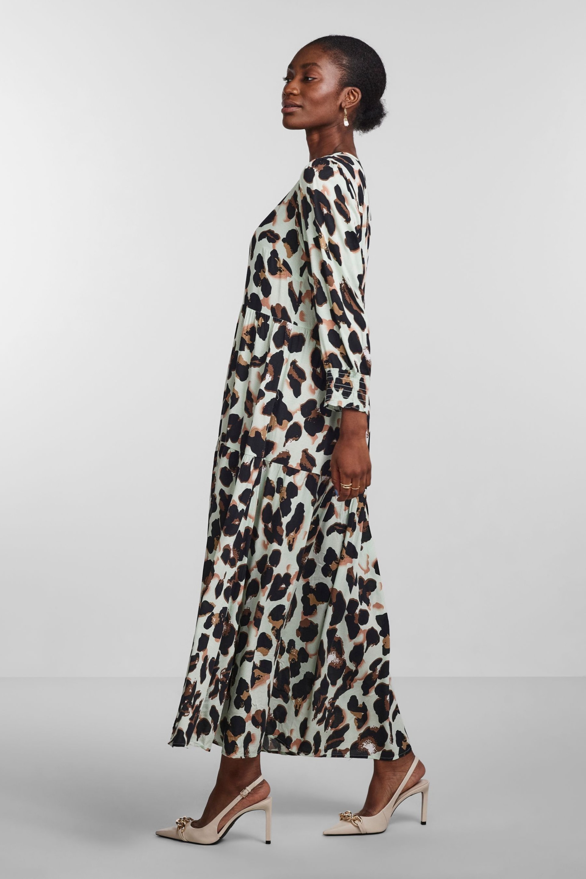 Y.A.S Leopard Print Button Through Midi Printed Dress - Image 2 of 5