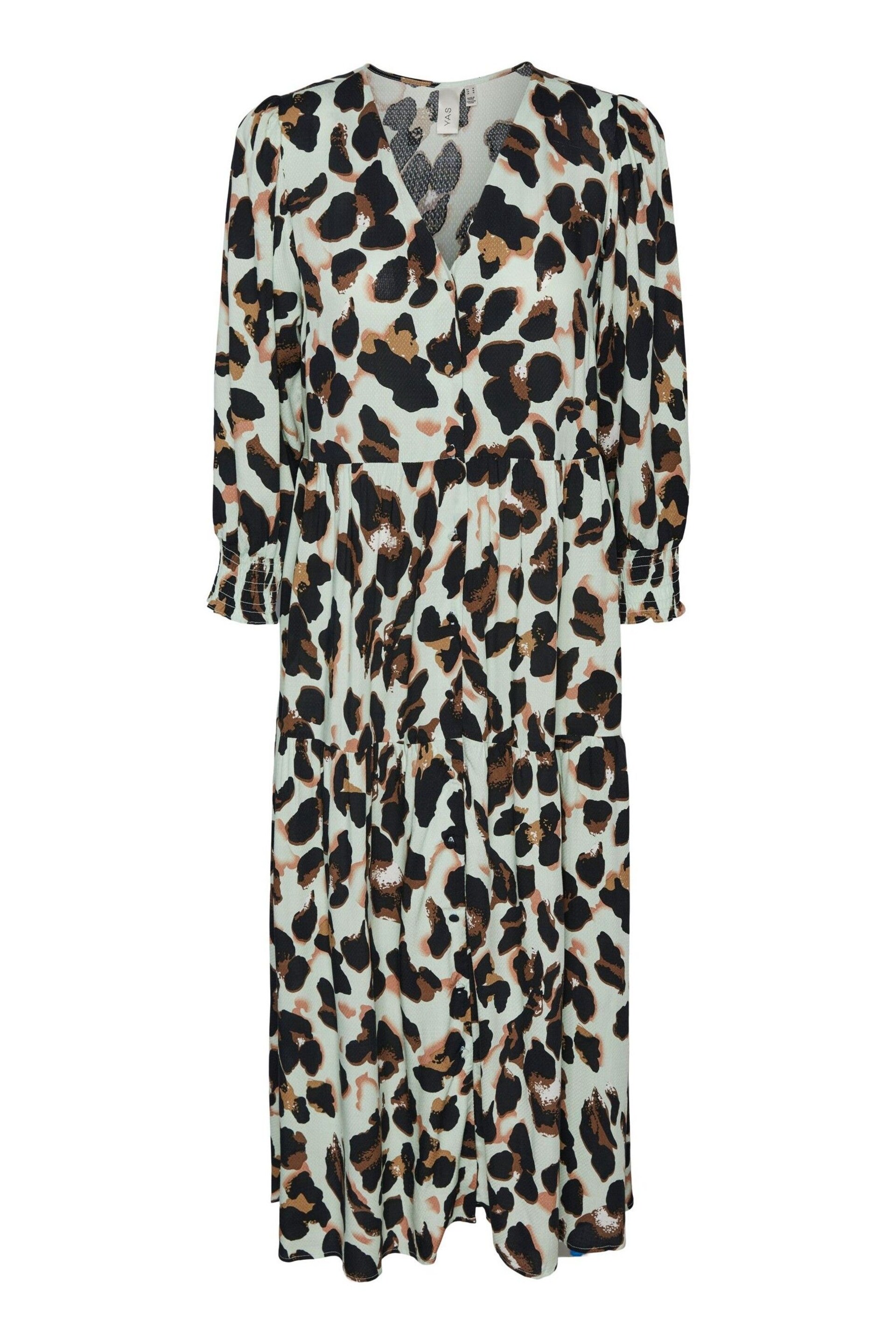 Y.A.S Leopard Print Button Through Midi Printed Dress - Image 5 of 5
