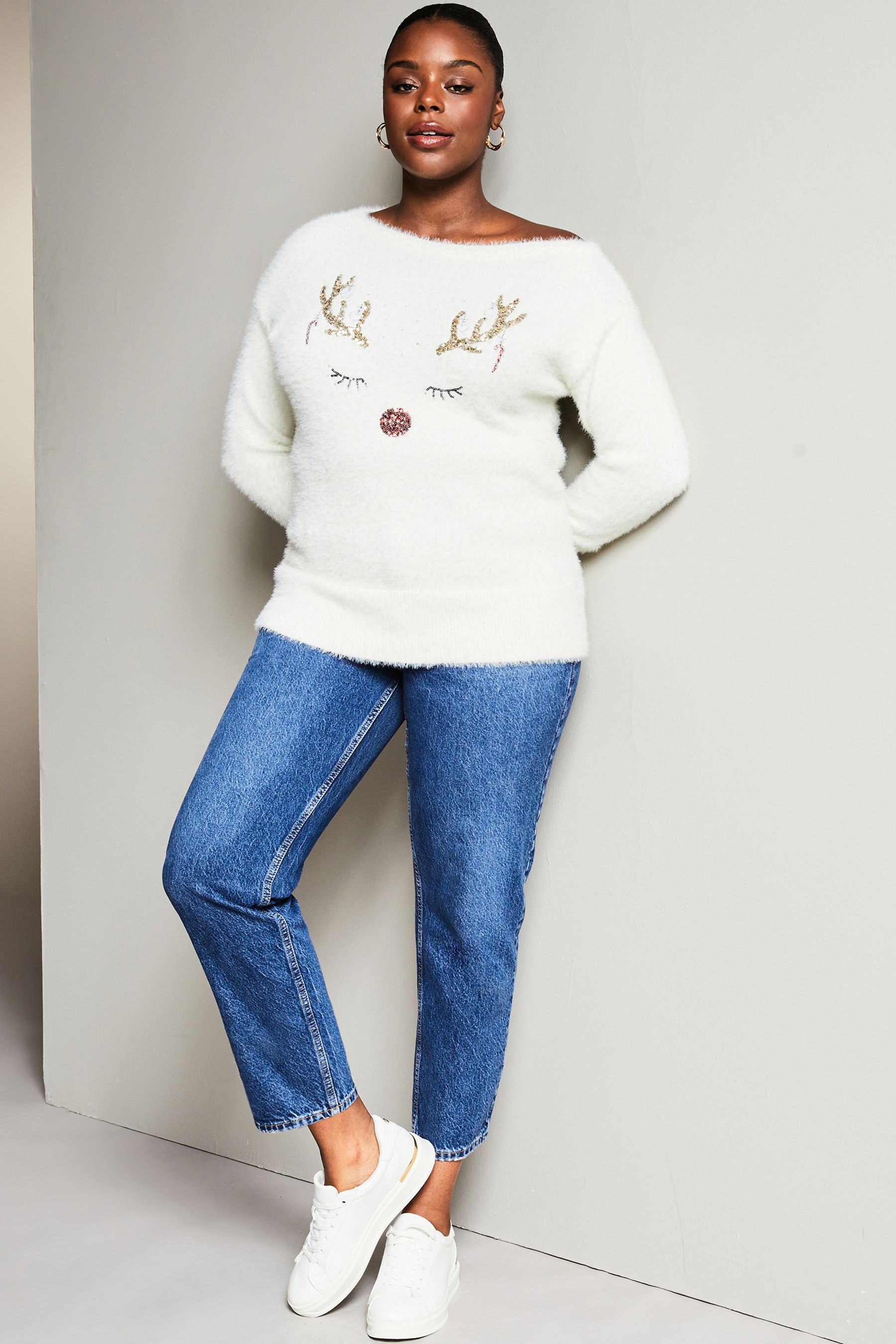 Christmas off the shoulder jumper sales