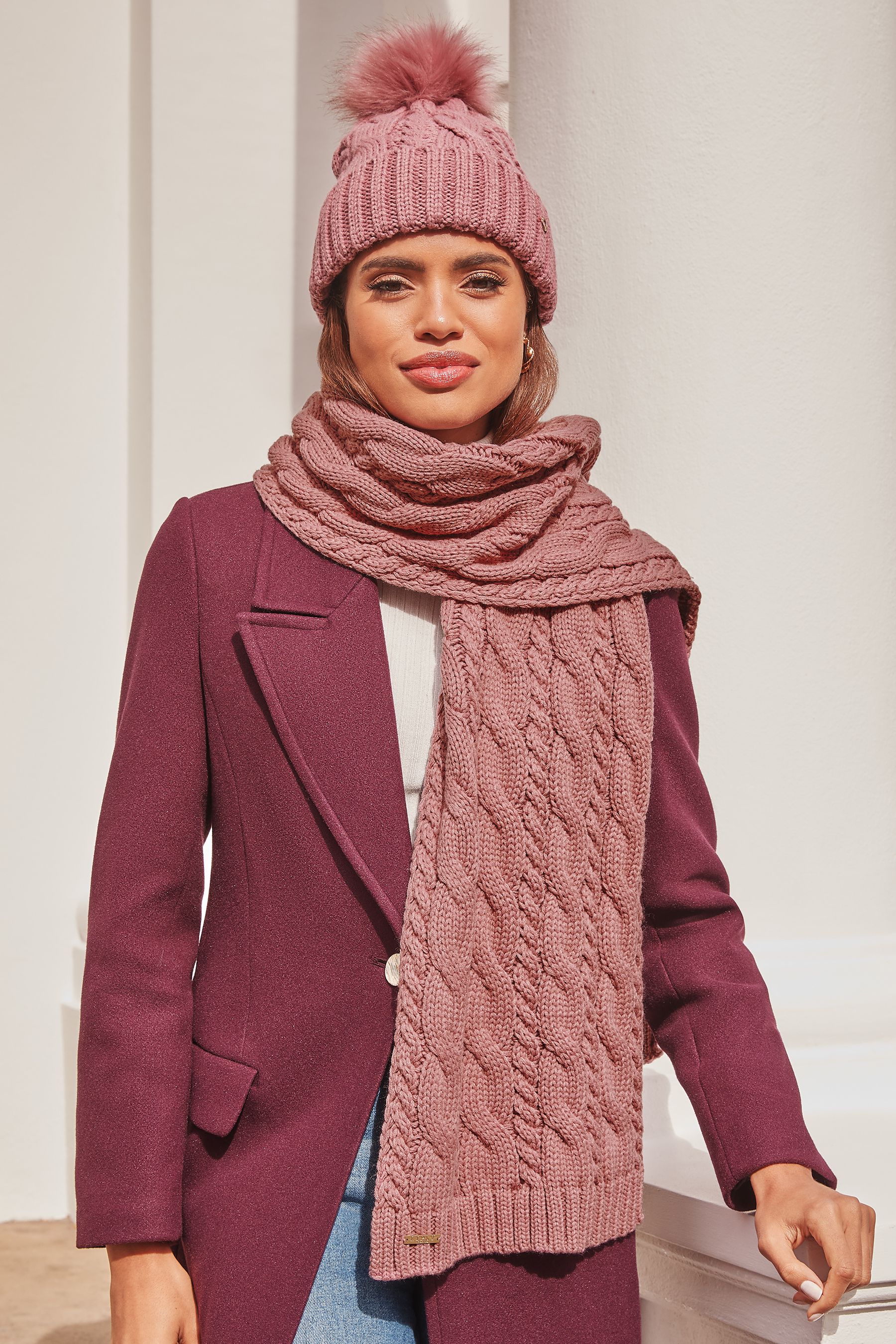 Womens bobble hat and scarf cheap