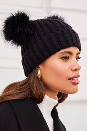 Lipsy Black Cosy Bobble Hat - Image 4 of 4