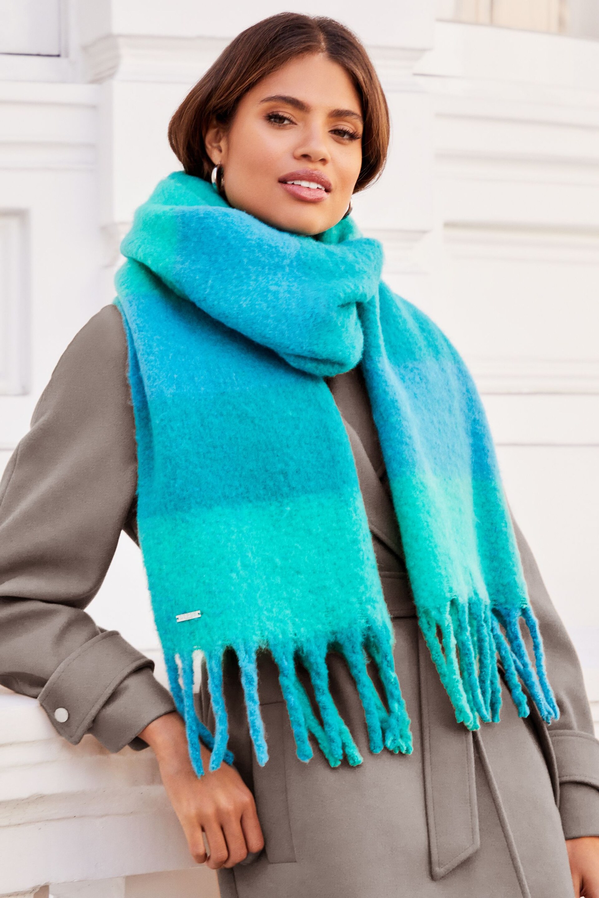 Lipsy Blue Super Soft Chunky Brushed Large Scarf - Image 1 of 4