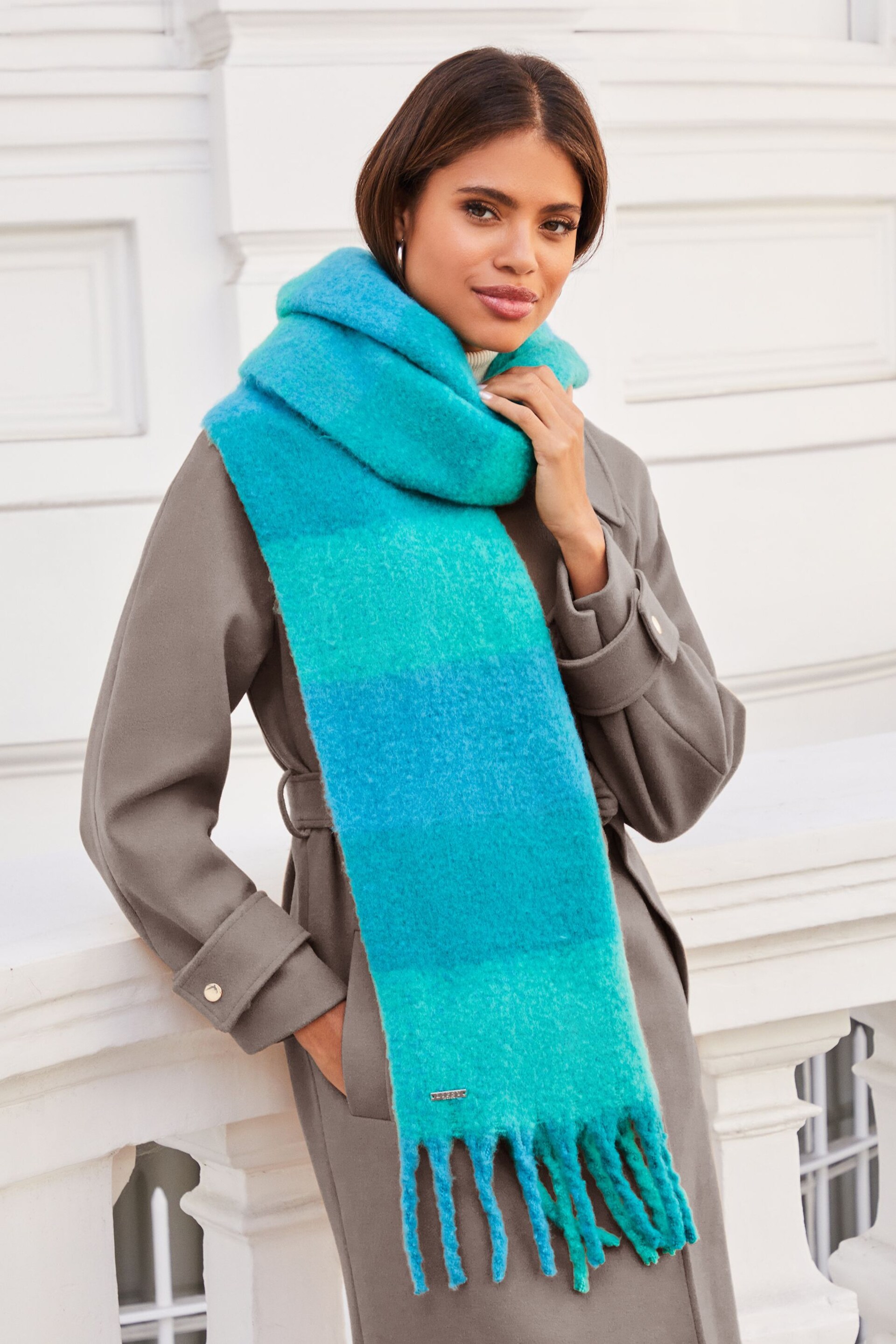 Lipsy Blue Super Soft Chunky Brushed Large Scarf - Image 4 of 4