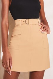 Lipsy Camel Petite Utility Pocket Belted Mini Skirt - Image 4 of 4