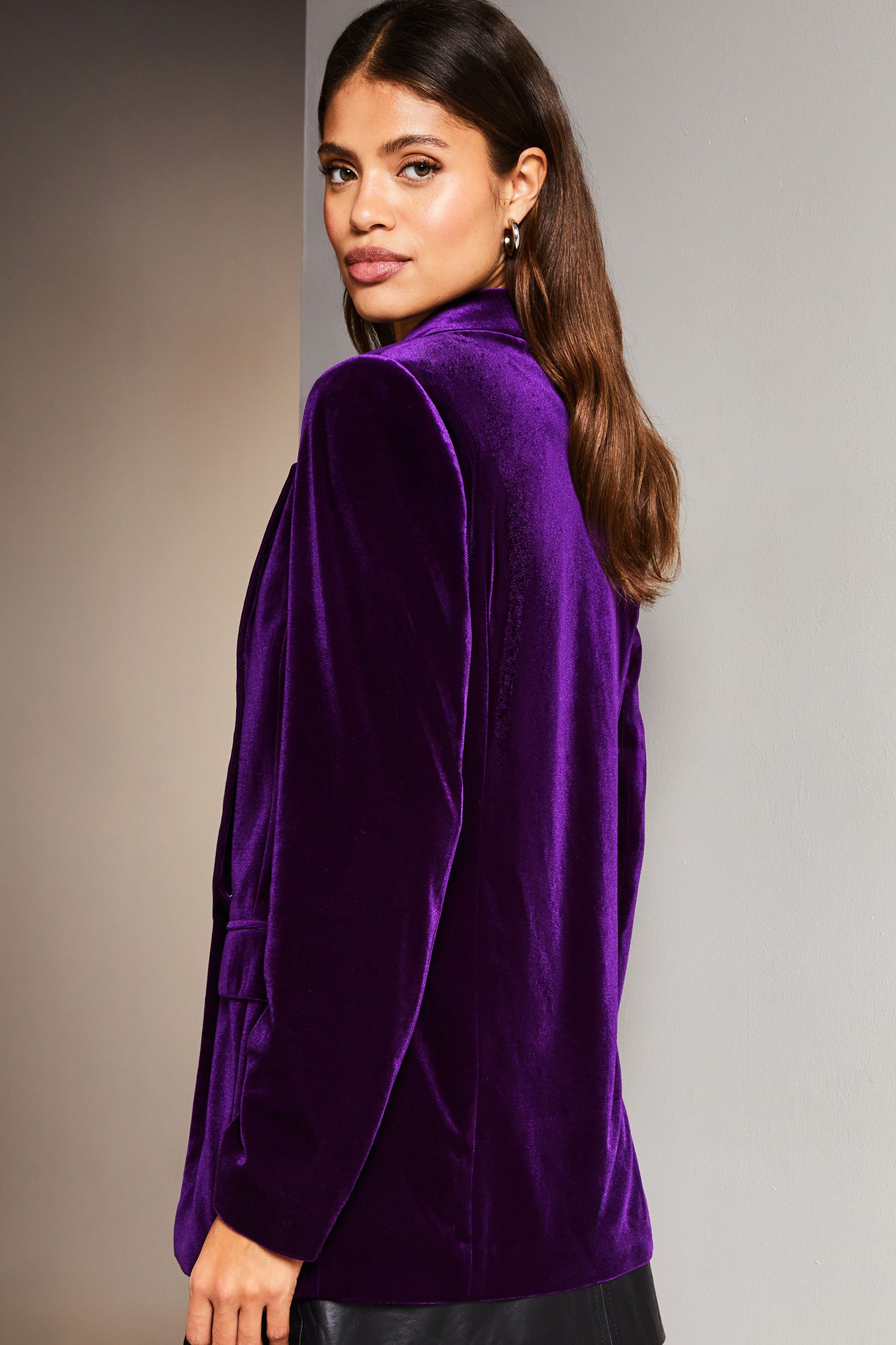 Buy Lipsy Purple Velvet Relaxed Longline Tailored Blazer from Next Estonia
