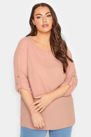Yours Curve Neutral Tab Sleeve Blouse - Image 1 of 4