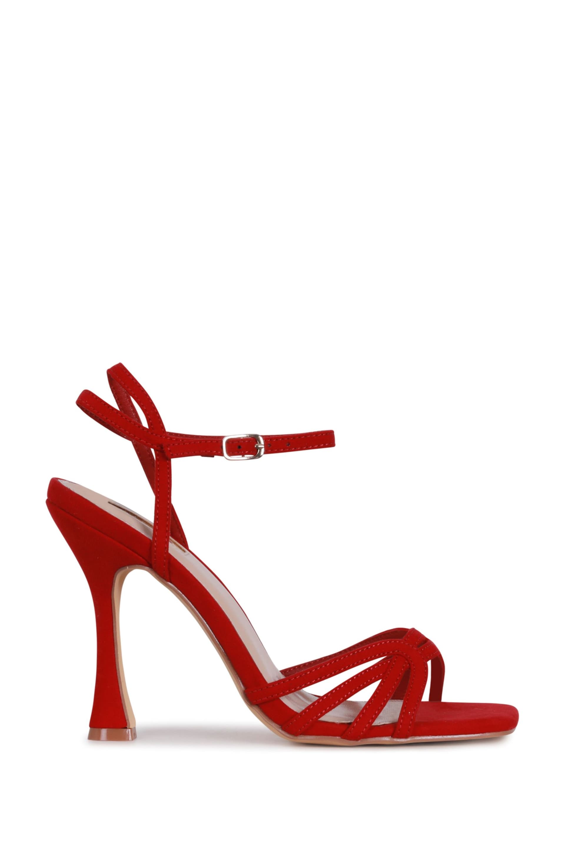 Linzi Red Faux Suede Serena Cut Out Stiletto Heeled Sandal - Image 3 of 5