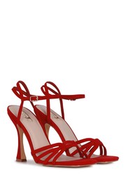 Linzi Red Faux Suede Serena Cut Out Stiletto Heeled Sandal - Image 4 of 5