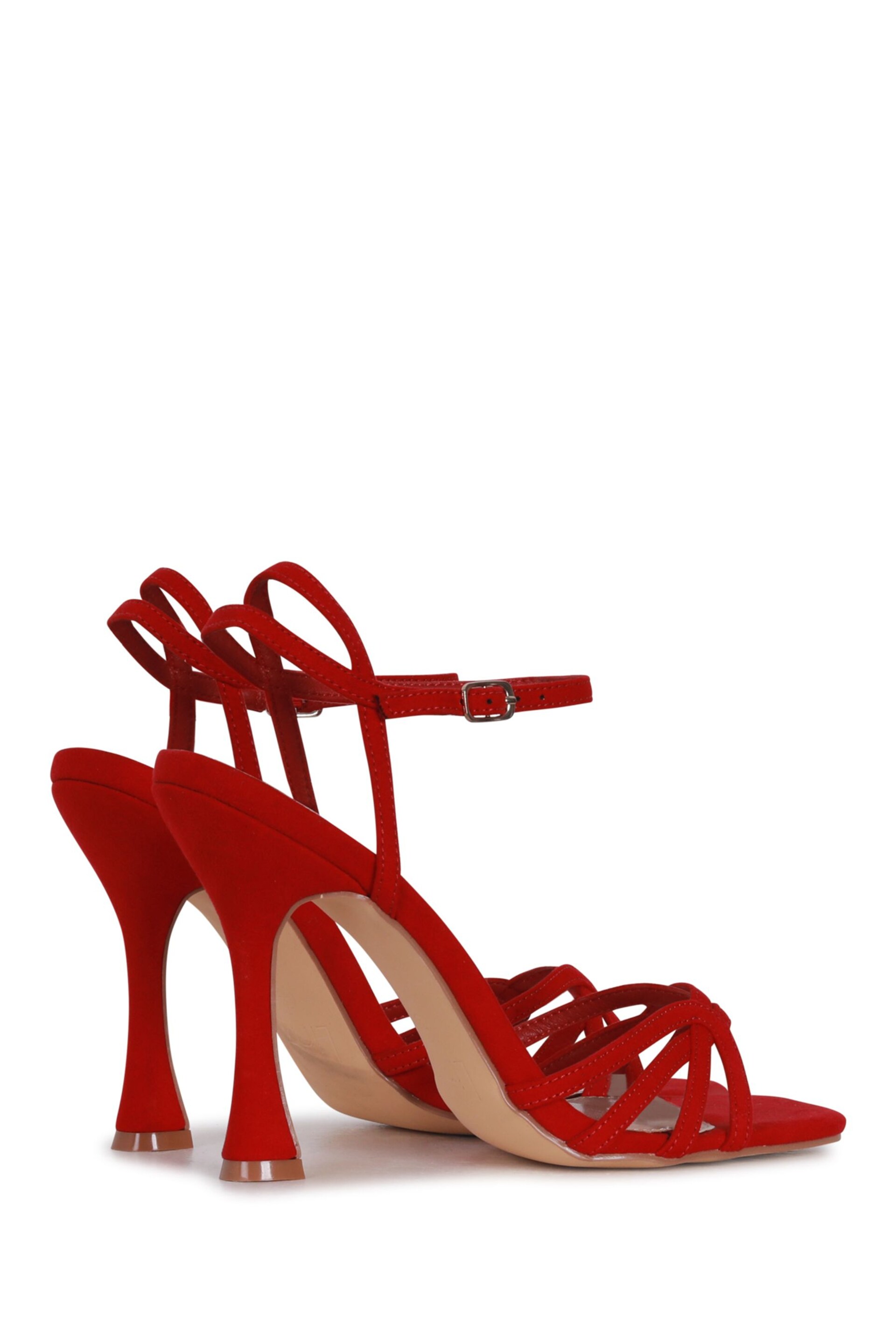 Linzi Red Faux Suede Serena Cut Out Stiletto Heeled Sandal - Image 5 of 5
