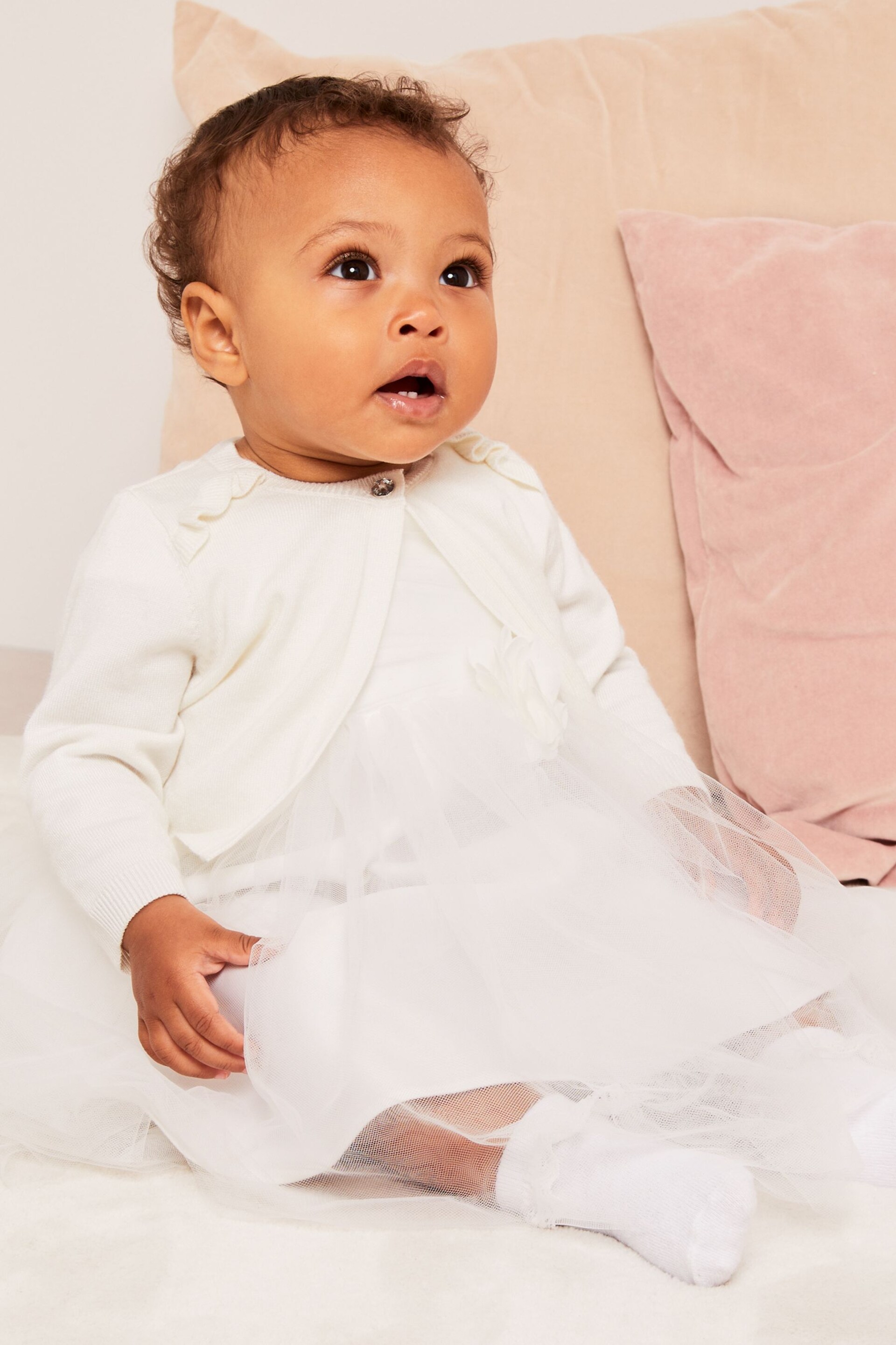 Lipsy Ivory White Baby Occasion Shrug - Image 1 of 6