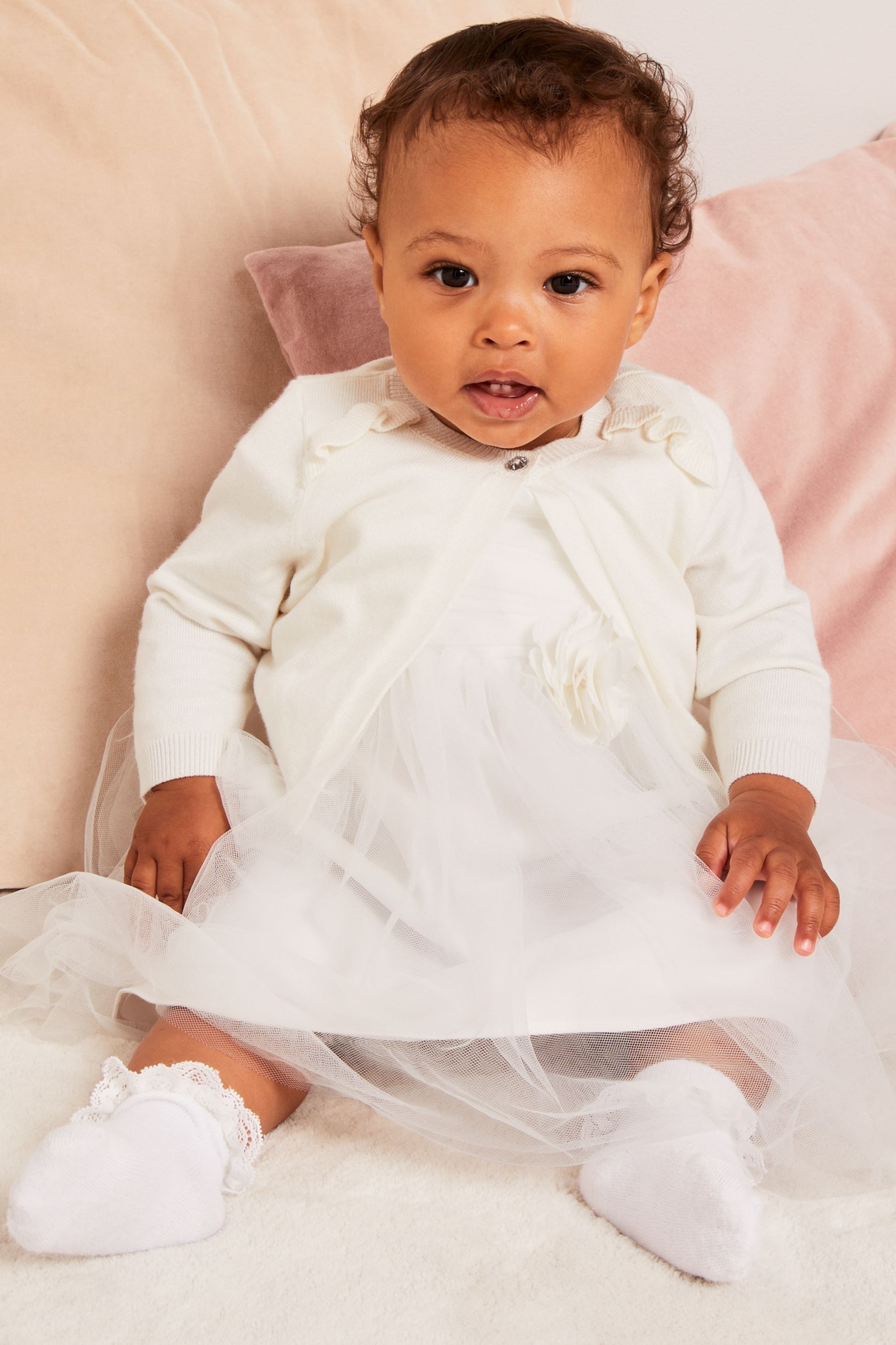 Lipsy Ivory White Baby Occasion Shrug - Image 3 of 6