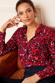 Love & Roses Red Petite Patch Pocket Button Through Shirt - Image 1 of 4