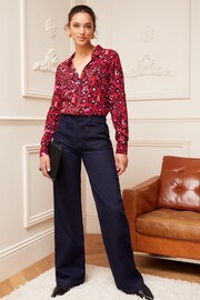 Love & Roses Red Petite Patch Pocket Button Through Shirt - Image 4 of 4