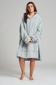 Loungeable Grey Cable Cut Borg Snuggle Hoodie - Image 3 of 5