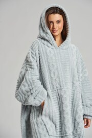 Loungeable Grey Cable Cut Borg Snuggle Hoodie - Image 4 of 5