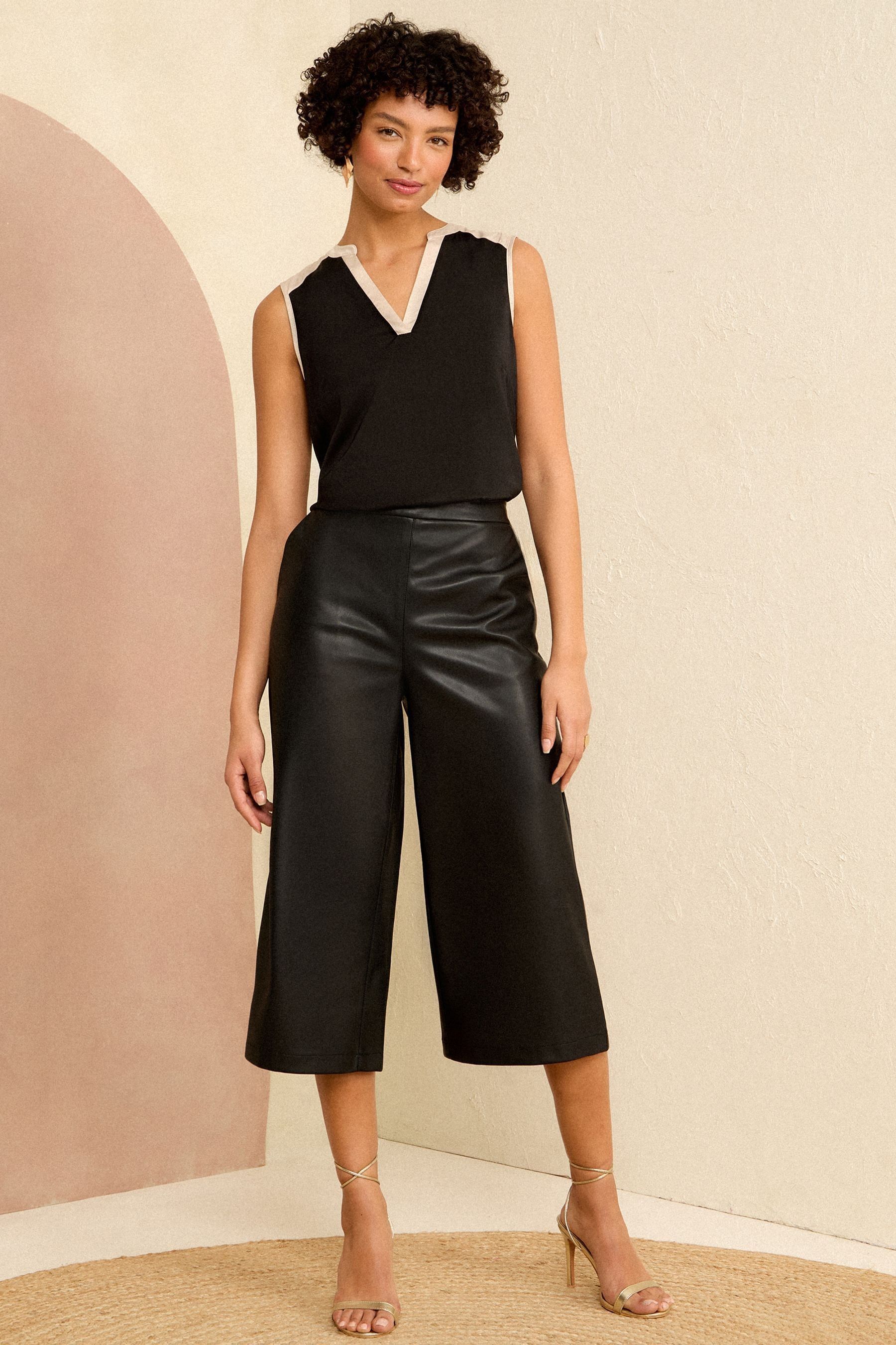 Leather culotte trousers clearance