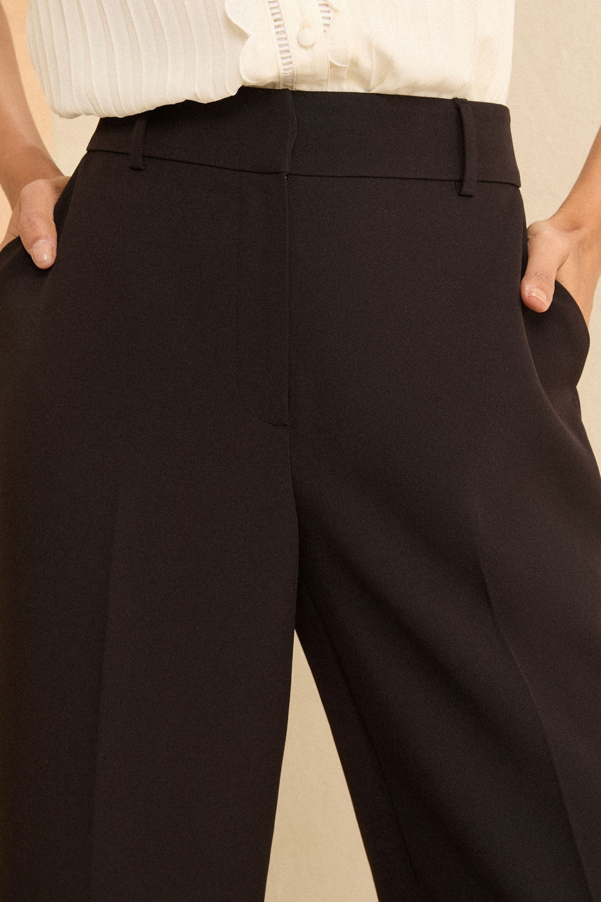 Love & Roses Black Petite High Waist Wide Leg Tailored Trousers - Image 2 of 4