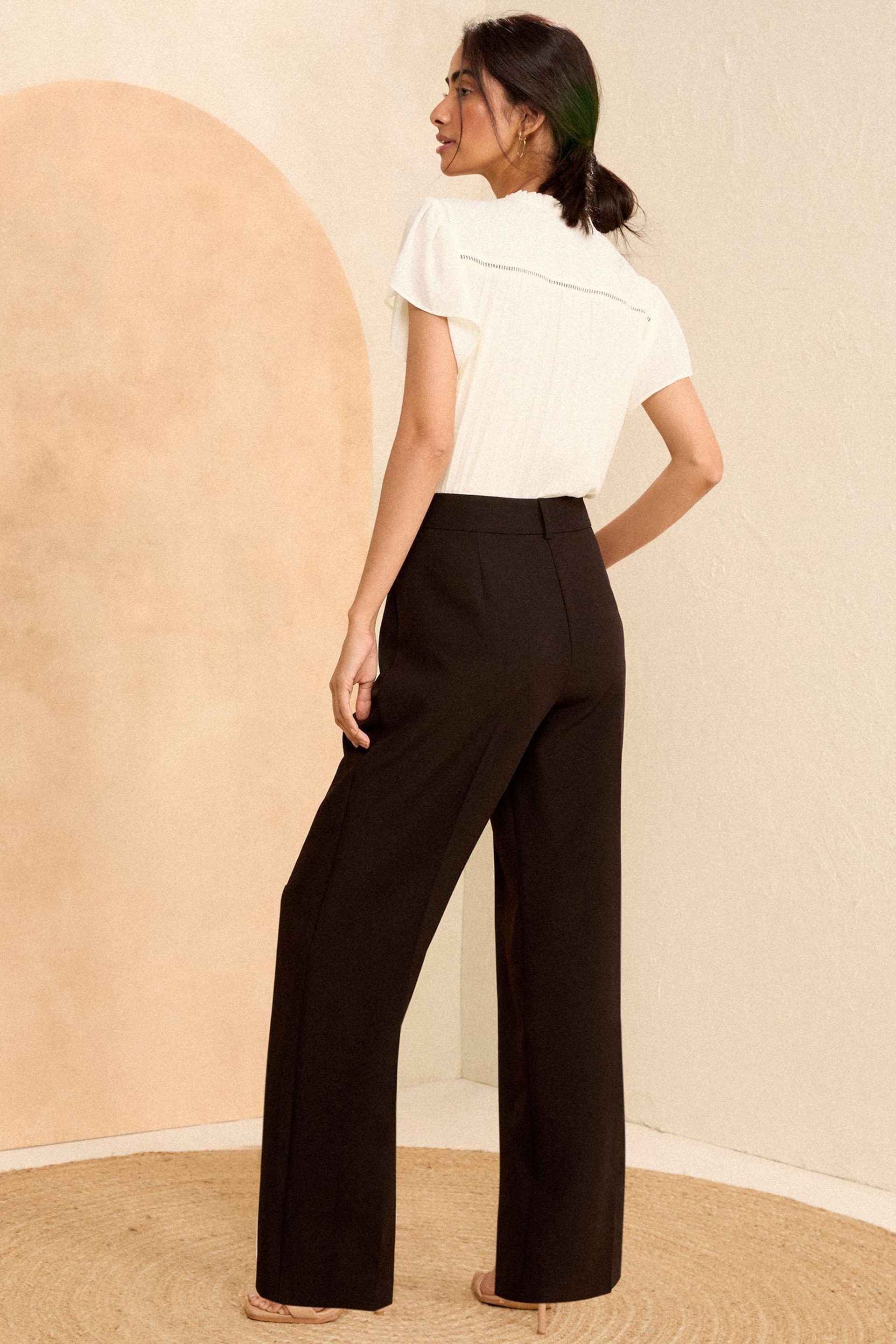 Love & Roses Black Petite High Waist Wide Leg Tailored Trousers - Image 3 of 4
