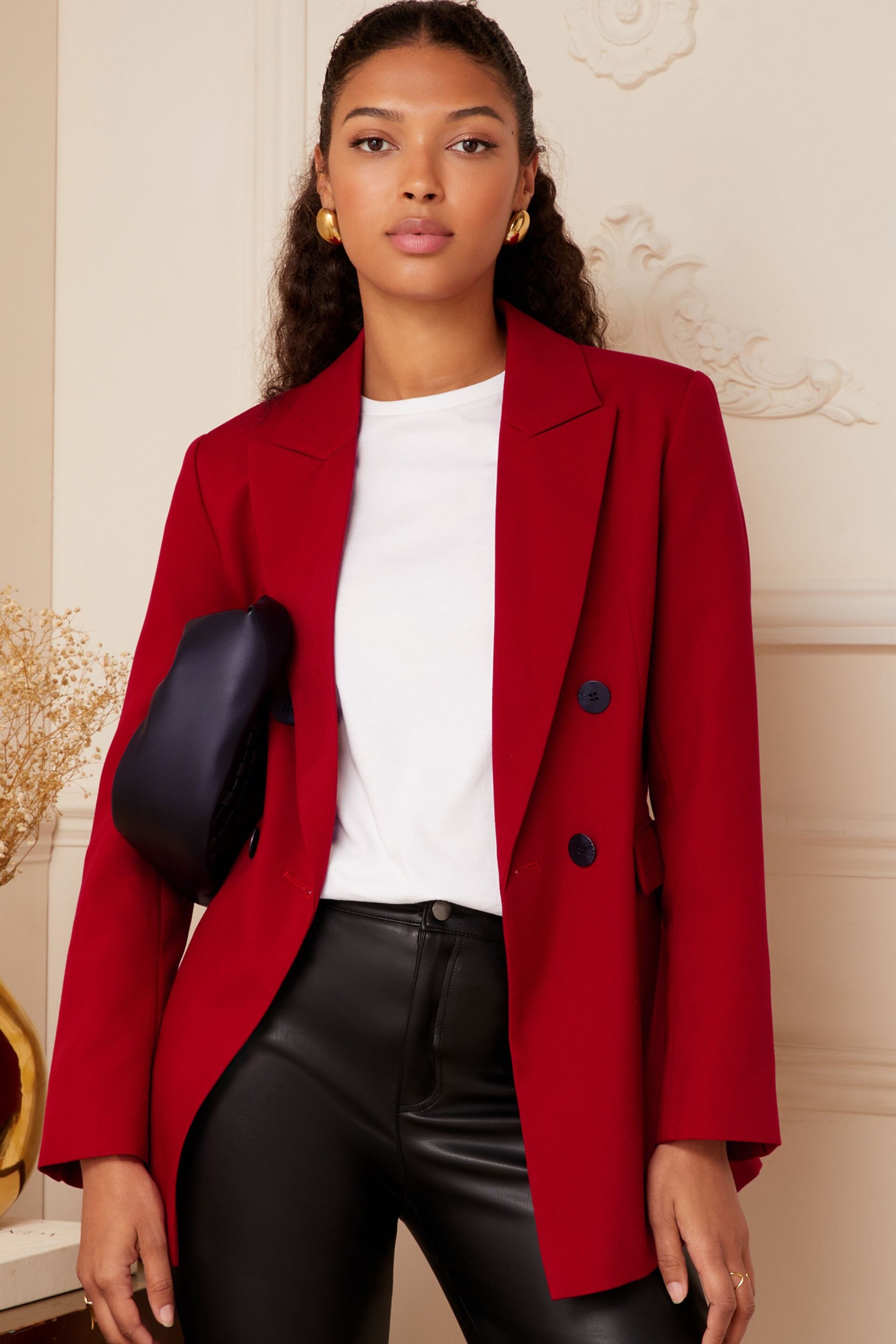 Love & Roses Deep Red Tailored Blazer - Image 1 of 4