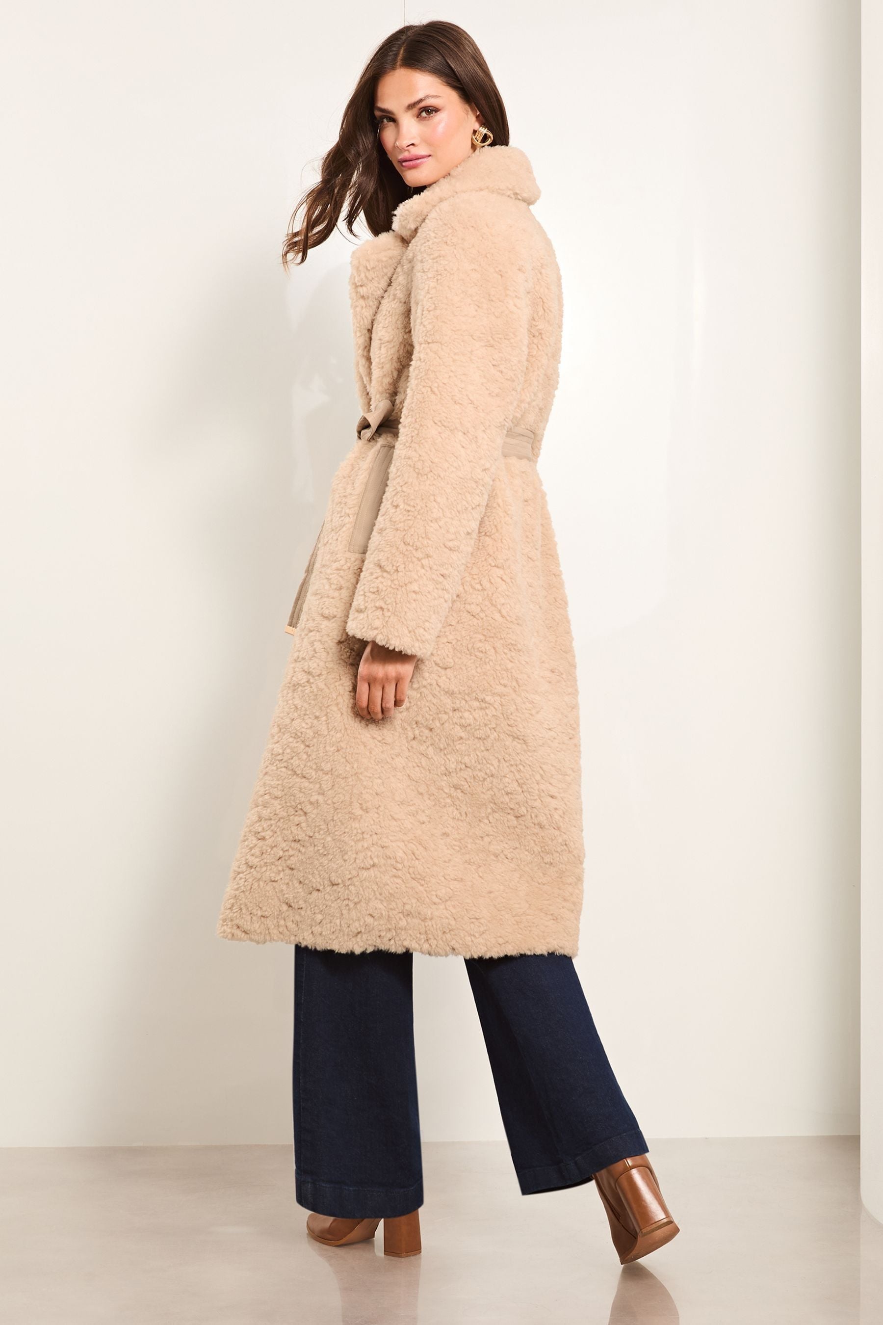 Buy Lipsy Cream Premium Reversible Faux Fur Shearling Coat from Next Luxembourg