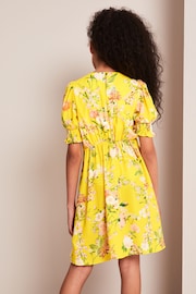 Lipsy Yellow Floral Knot Front Mini Dress - Image 3 of 4