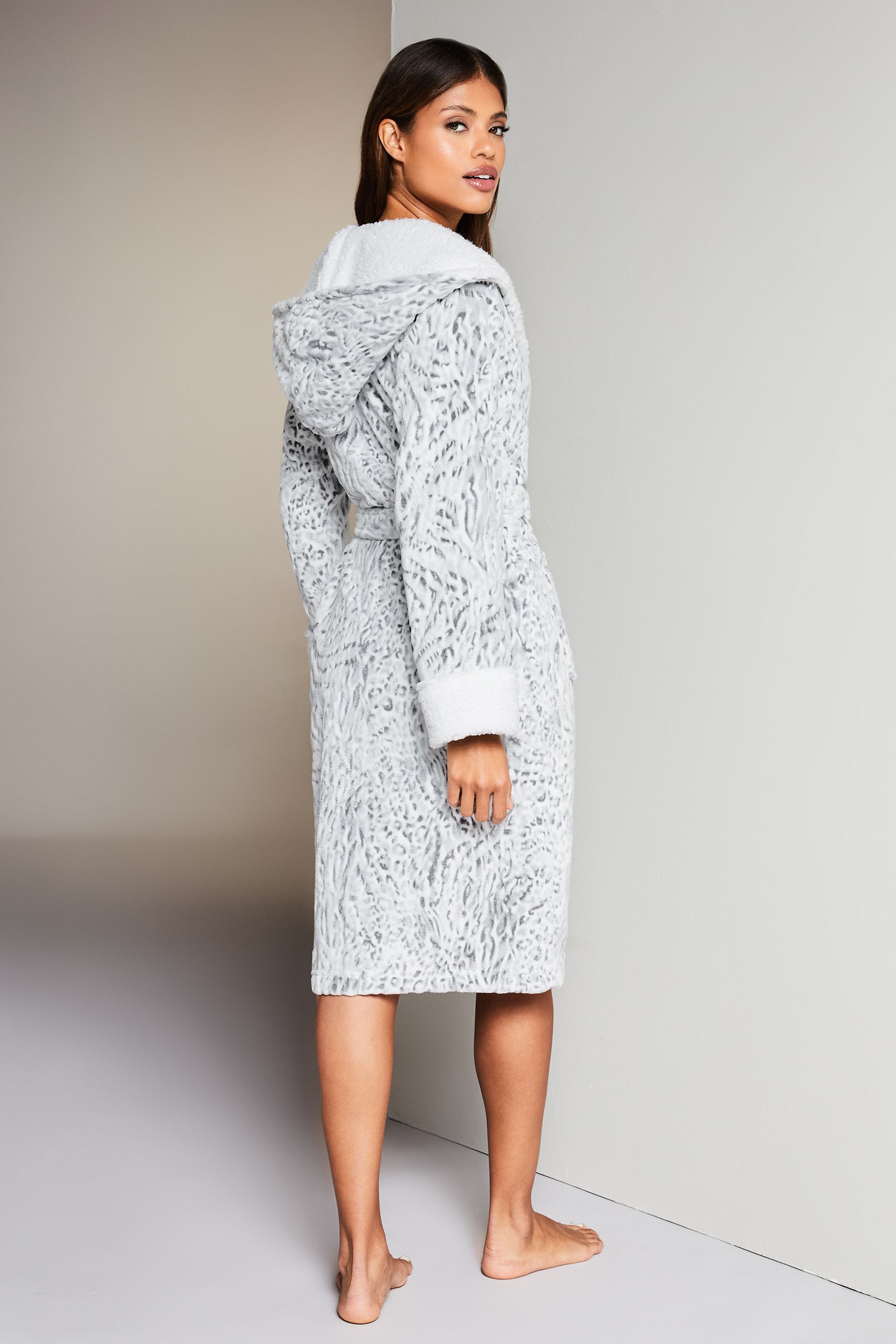 Grey leopard dressing gown store